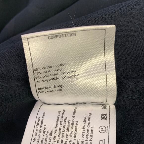 CHANEL Size 18 Black Navy Cotton Blend Shiny 3/4 Sleeves Coat - Picture 7 of 9